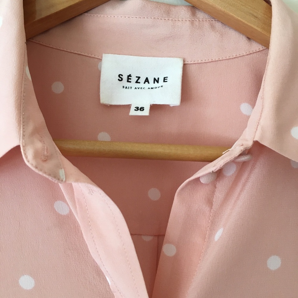 SOLD Sezane Silk Blush Pink Blouse - Picture 3 of 6